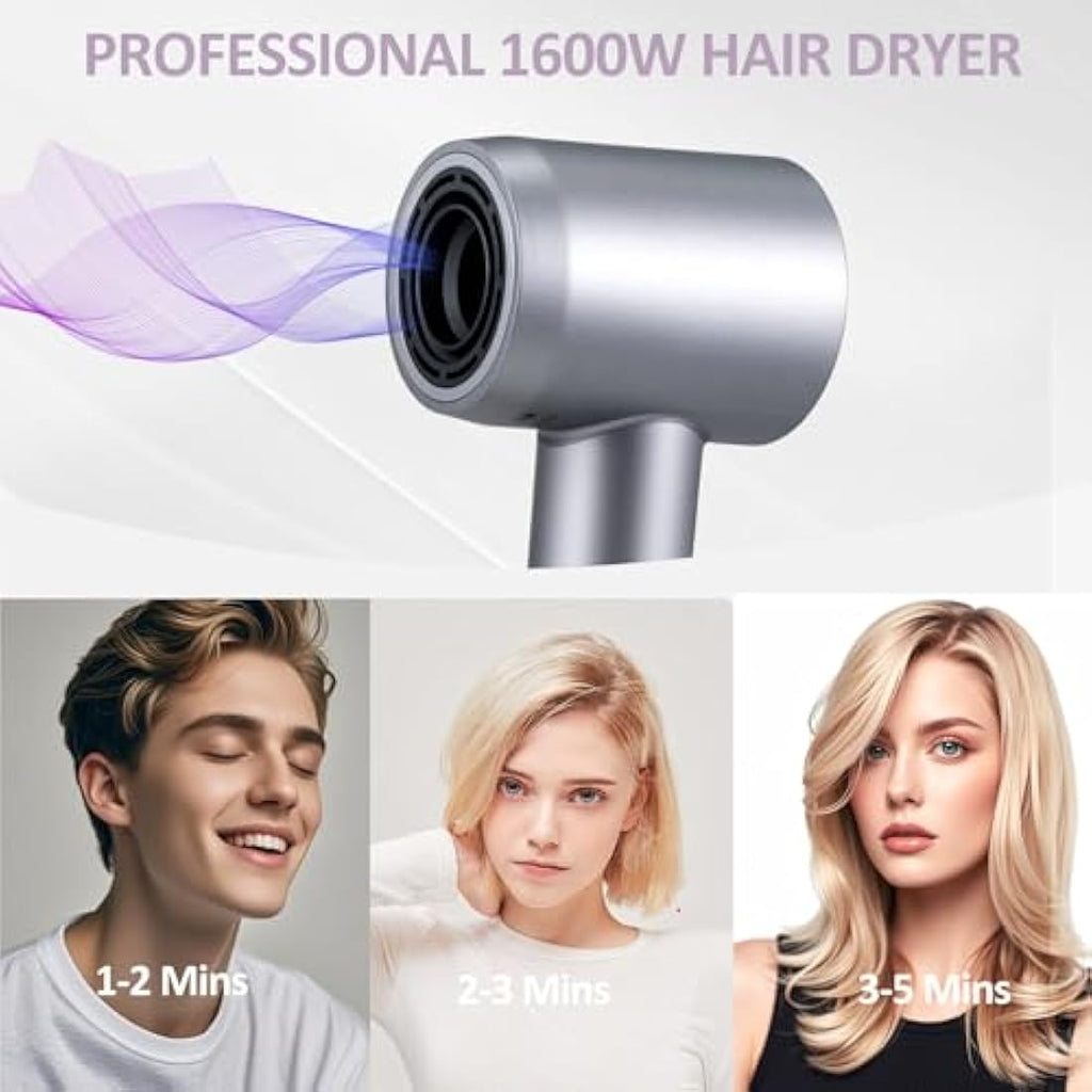 Jolof Store Ionic Hair Dryer – 1600W High Speed Brushless Motor, Silver