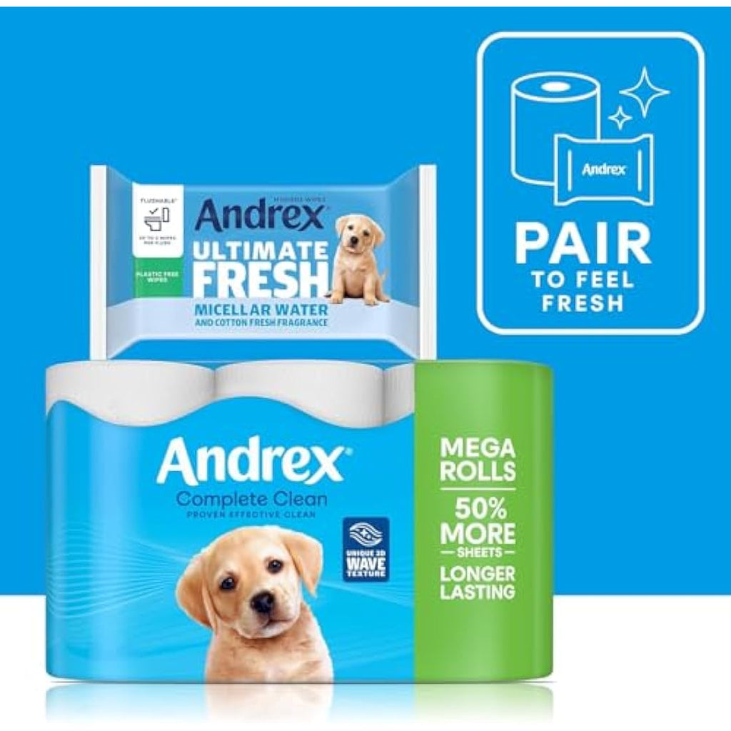 Andrex Classic Clean Mega Toilet Roll – 36 Bulk XL Rolls (54 Standard)