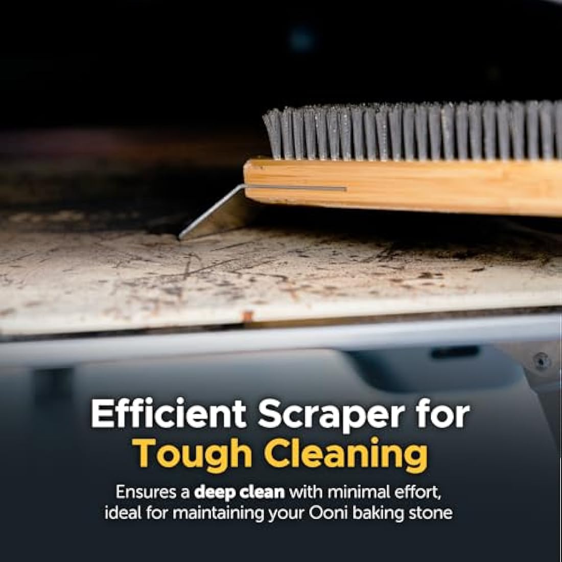 Ooni Pizza Oven Brush and Scraper – Stainless Steel Stone Cleaner