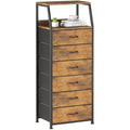 6-Drawer Fabric Dresser – Rustic Brown Tall Storage Chest
