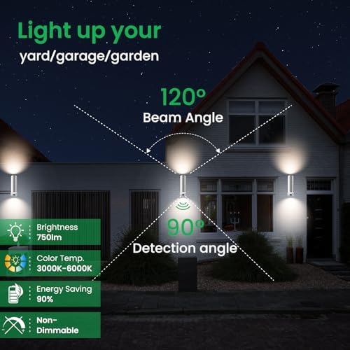 ALUSSO LED Up Down Wall Light – PIR Motion Sensor IP65 Outdoor Security Lamp