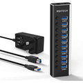 RSHTECH 10-Port Powered USB 3.0 Hub | Aluminum Data Hub with 12V Adapter