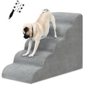 LIANTRAL 5-Step Foam Dog Stairs | Non-Slip Pet Ramp for High Beds, Grey
