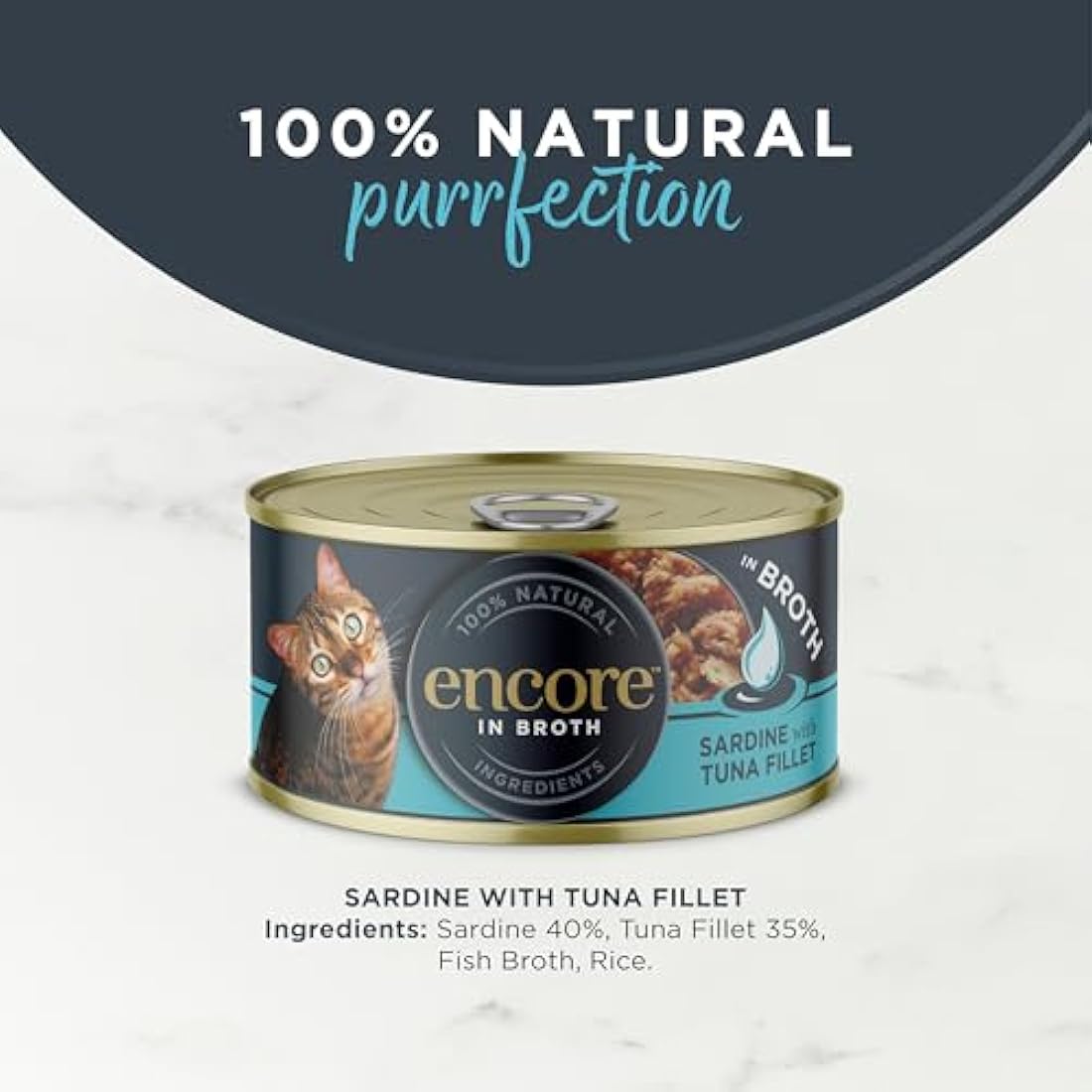 Encore Natural Wet Cat Food | Sardine & Tuna in Broth | 16 x 70g Tins
