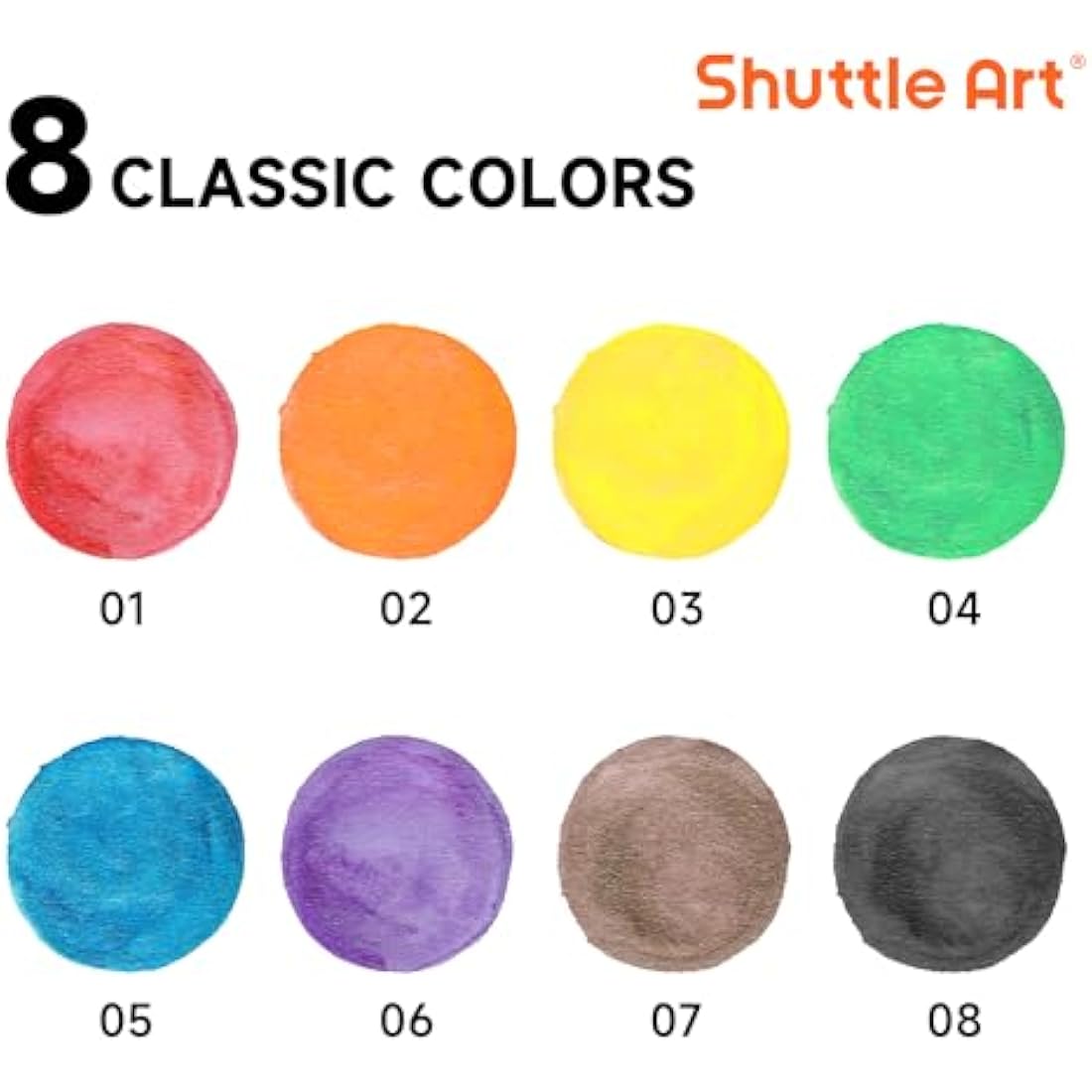Shuttle Art 40 Pack Watercolour Paints Set | 8 Washable Colours for Kids