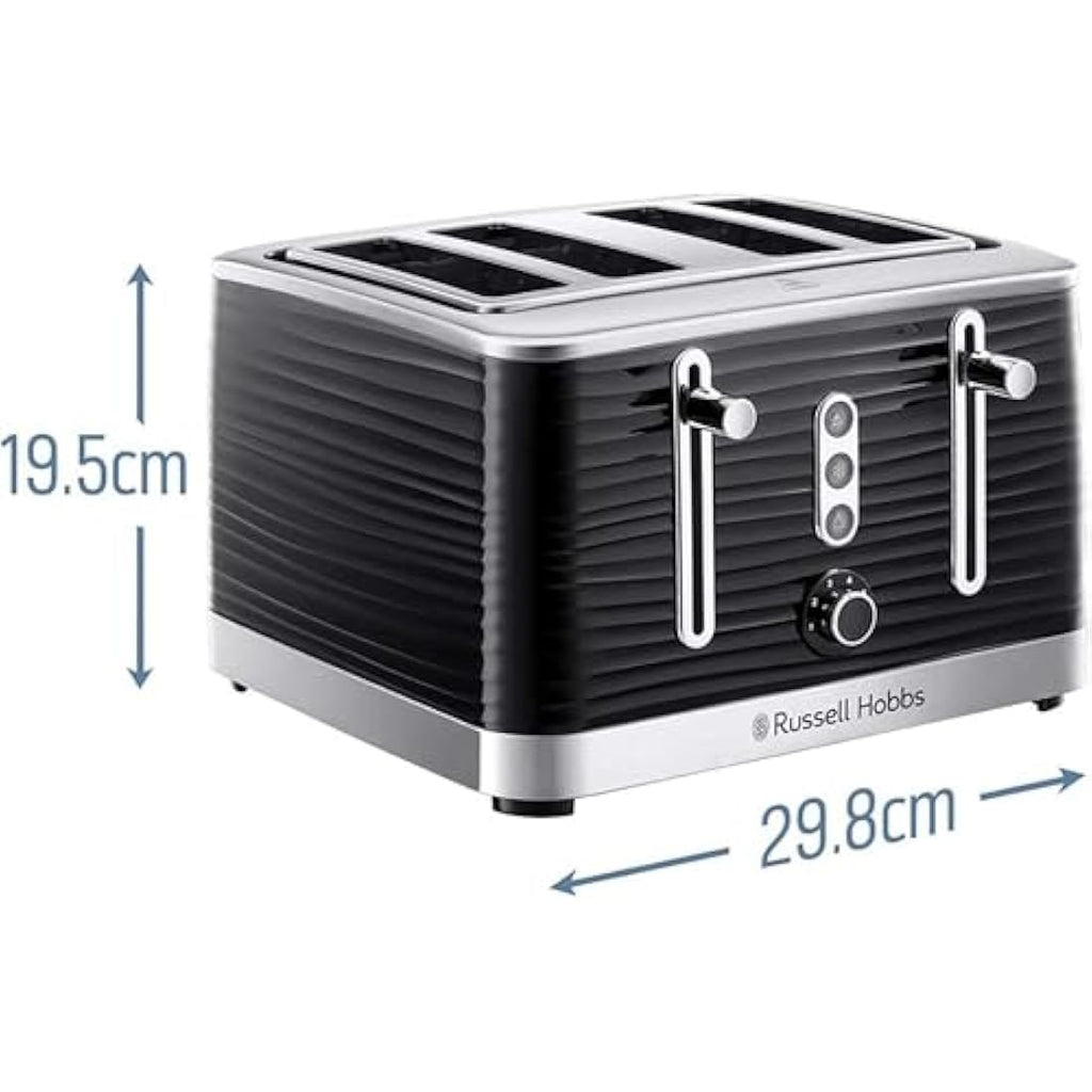 Russell Hobbs Inspire 4-Slice Toaster | High Gloss Black & Chrome