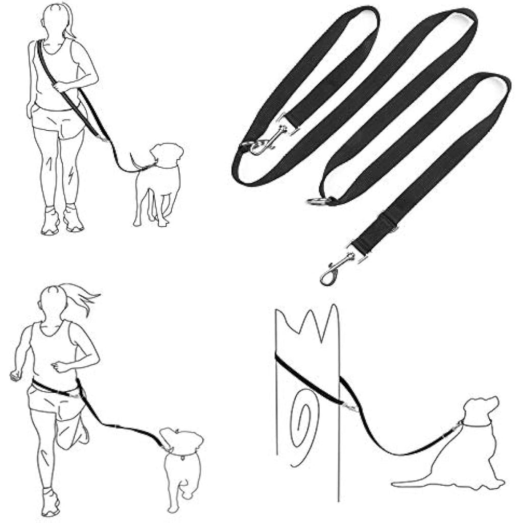YankMooM Double Ended Dog Training Lead | Multi-Function Rope Leash, Black