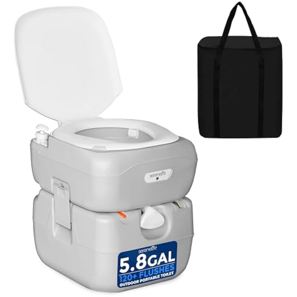 SereneLife Portable Toilet – 22L Leak-Proof Camping Porta Potty