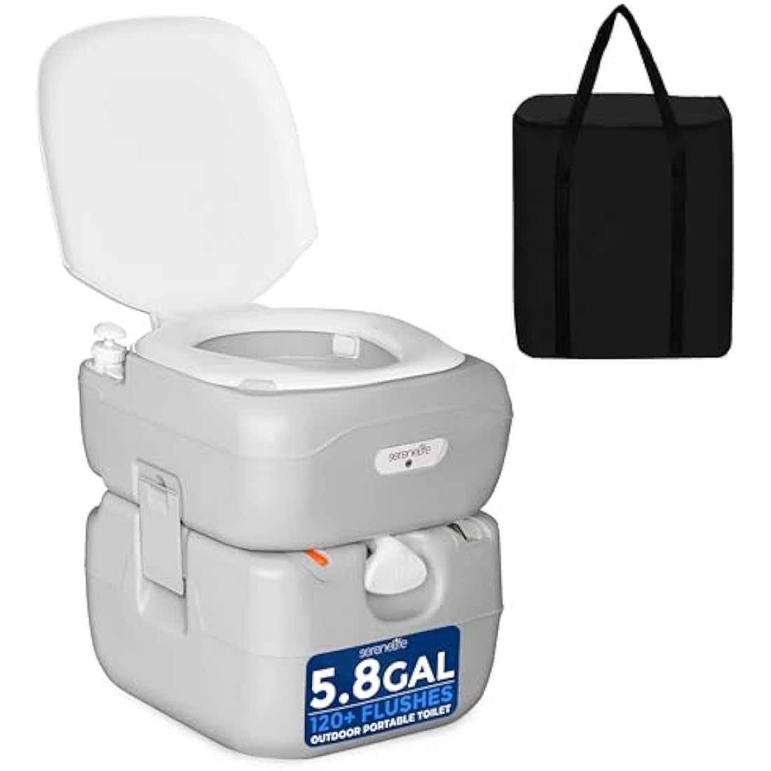 SereneLife Portable Toilet – 22L Leak-Proof Camping Porta Potty