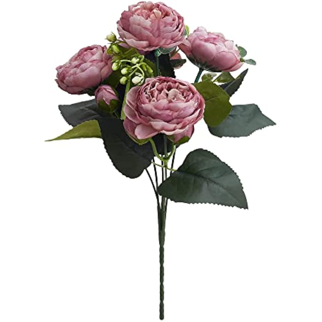 Silk Peony and Tea Rose Artificial Bouquet - Violet