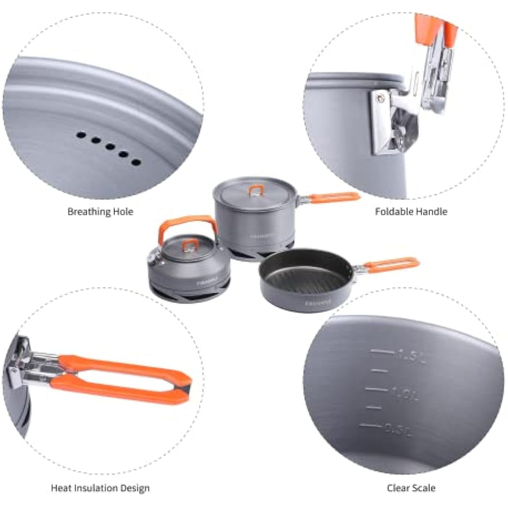 Fire-Maple Feast Heat Exchanger Cookware Set | 3-Piece Non-Stick Kit