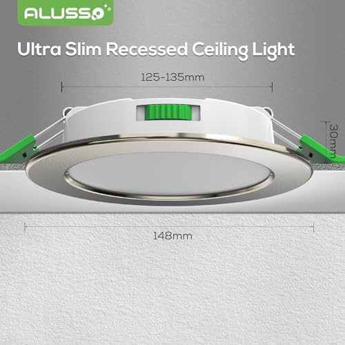 ALUSSO 10W LED Recessed Downlights – IP44 Dimmable CCT Slim Spotlights, 6 Pack