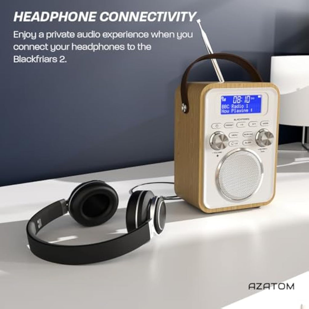 Azatom Blackfriars 2 Portable DAB/DAB+ & FM Radio with Bluetooth – Oak