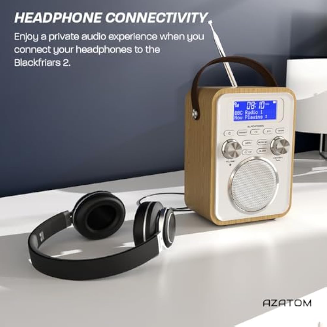 Azatom Blackfriars 2 Portable DAB/DAB+ & FM Radio with Bluetooth – Oak