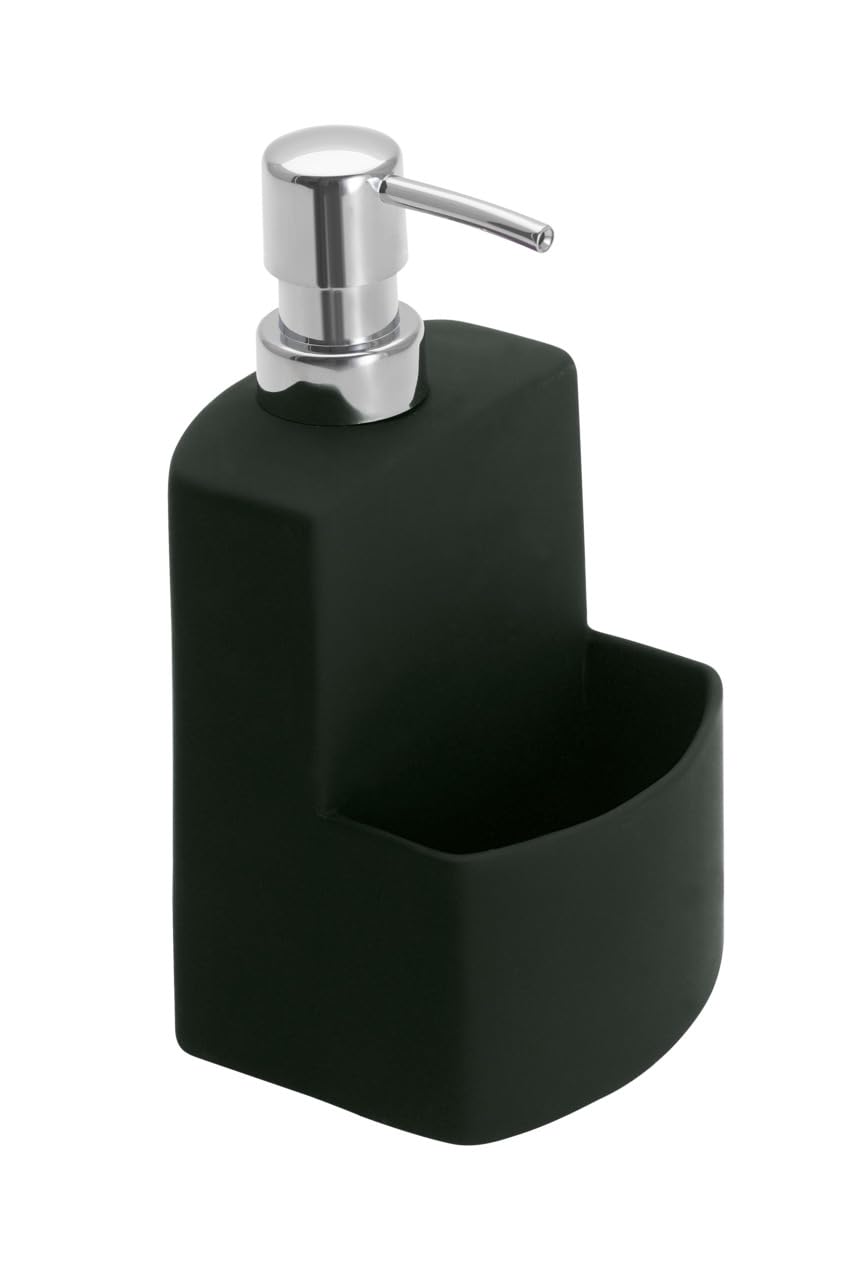 Wenko Festive Soap Dispenser with Sponge Holder – Black Ceramic