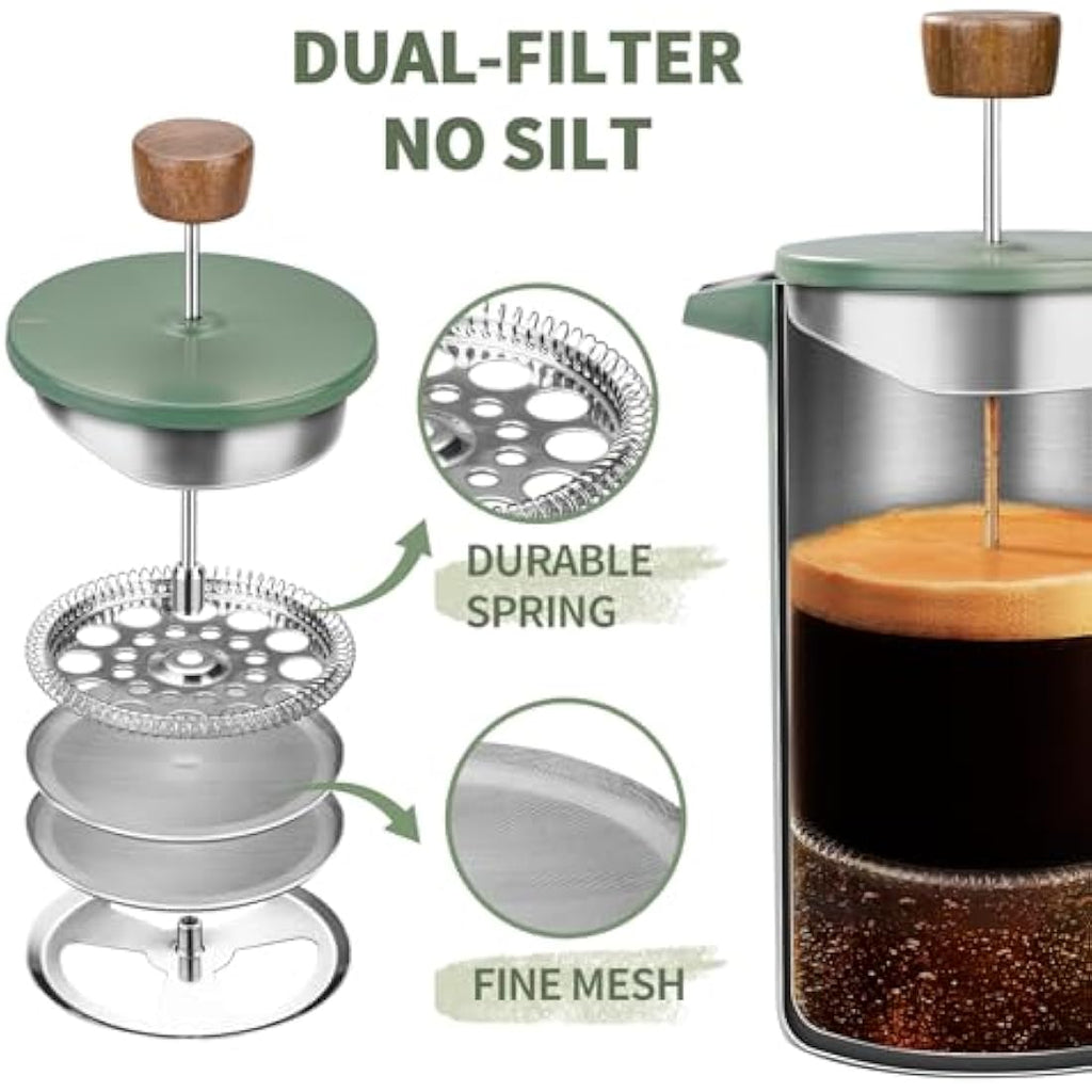 Jolof Store 34oz Stainless Steel French Press – Insulated Coffee Maker