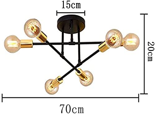 Sputnik Chandelier – 6-Light Mid-Century Modern Metal Ceiling Lamp
