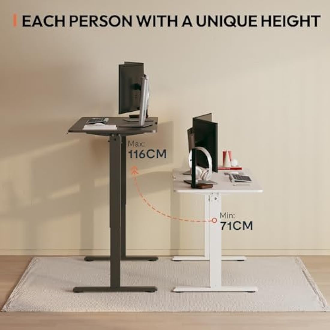 SANODESK Electric Standing Desk – 160x75cm Height Adjustable Table