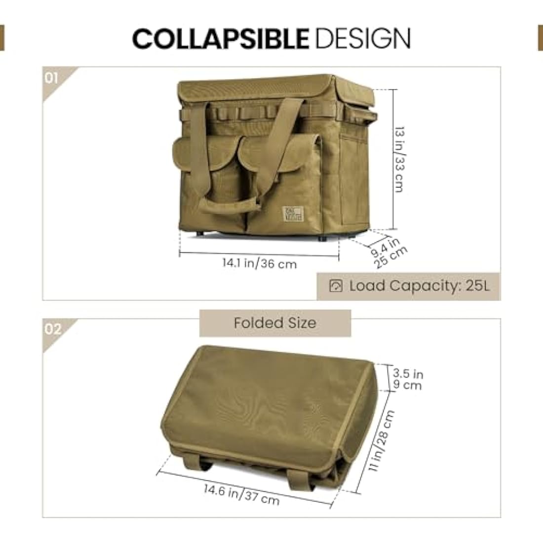 OneTigris 25L Tactical Camping Storage Bag | 1000D Collapsible Tote