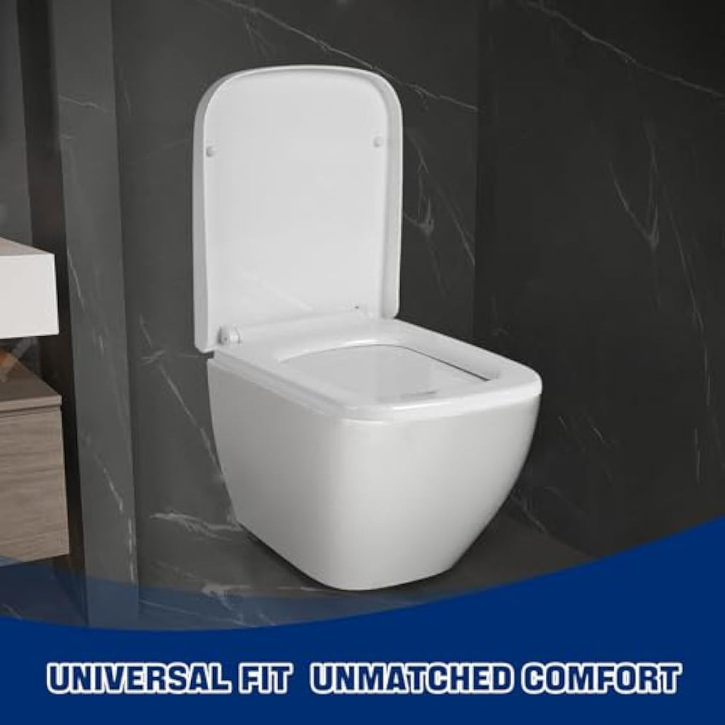 Mass Dynamic Square Toilet Seat – Soft Close & Quick Release, White