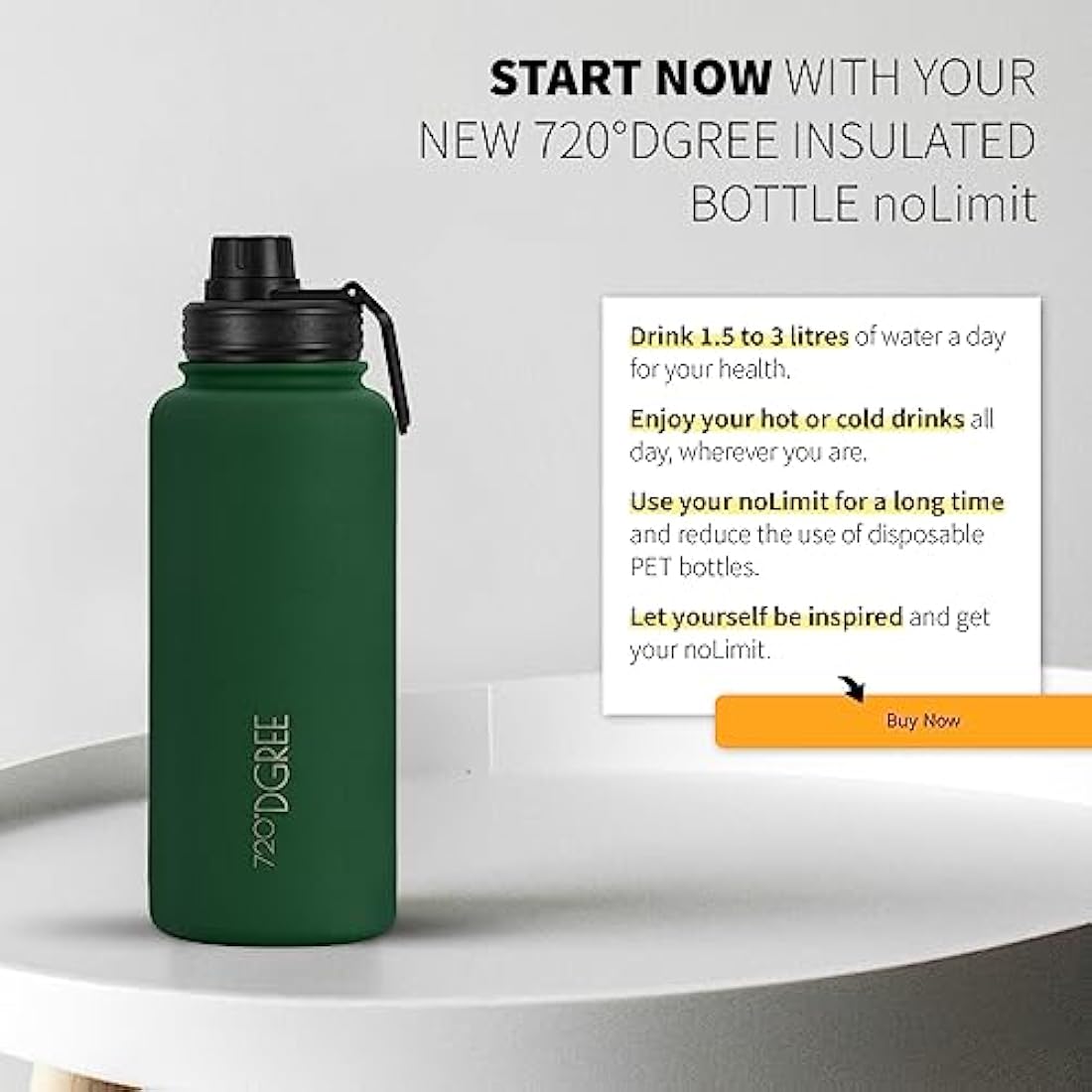 720°DGREE noLimit Insulated Water Bottle with Infuser - 950ml Steel