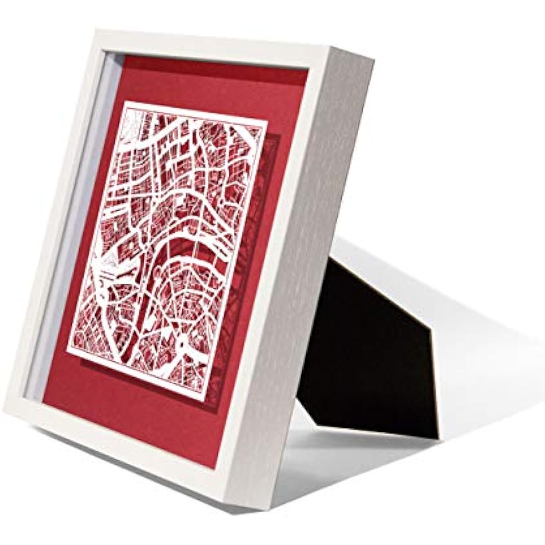 London Paper Cut Map - 9x9 Framed Wall Art with Gift Box