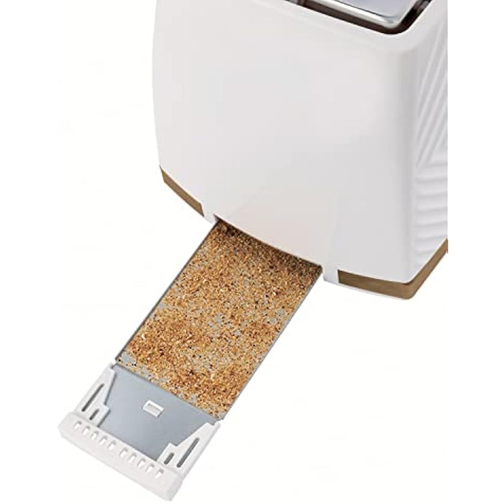 Russell Hobbs Groove 2-Slice Toaster | White with Gold Accents | 850W