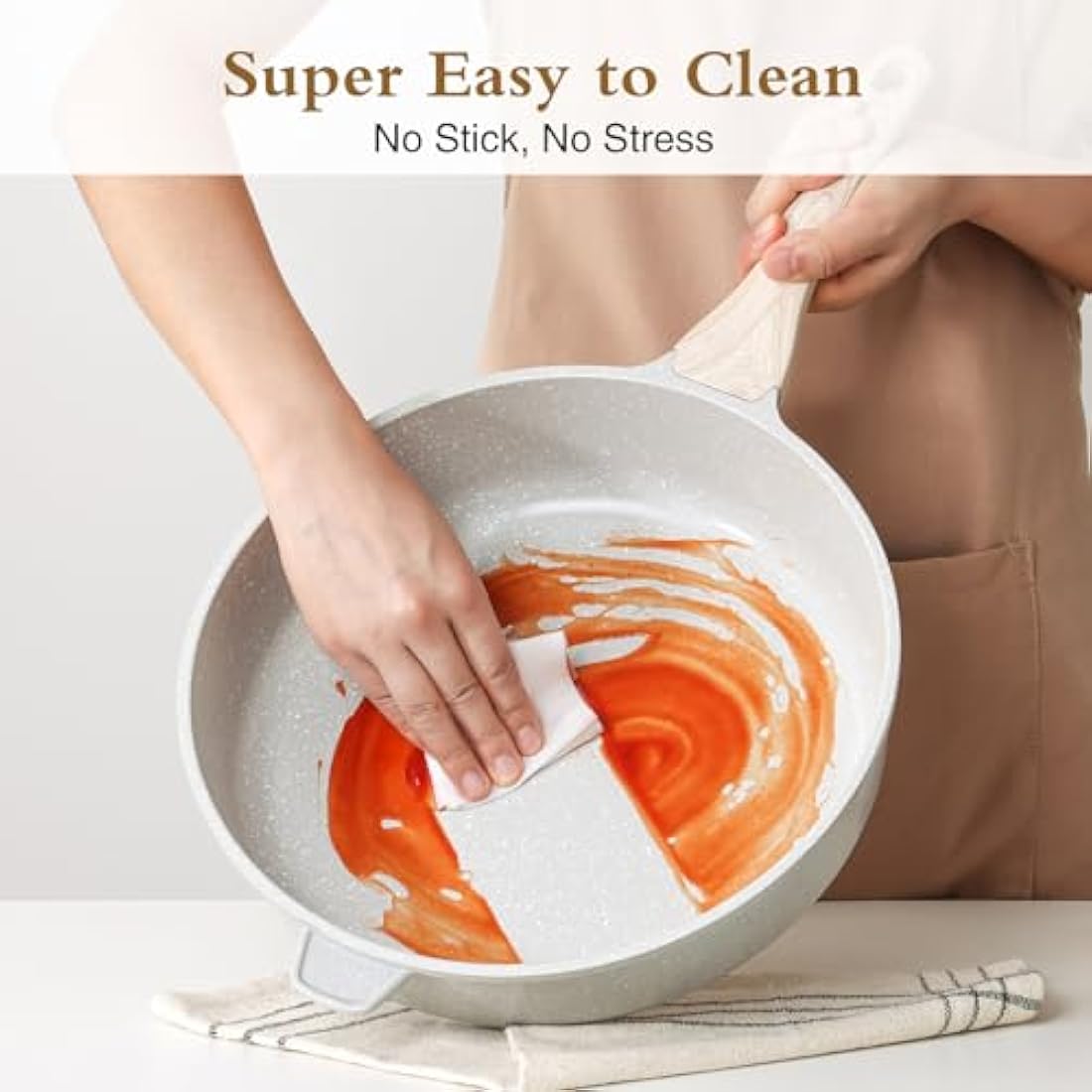 Kordisen 28cm Ceramic Nonstick Deep Frying Pan with Lid | Induction