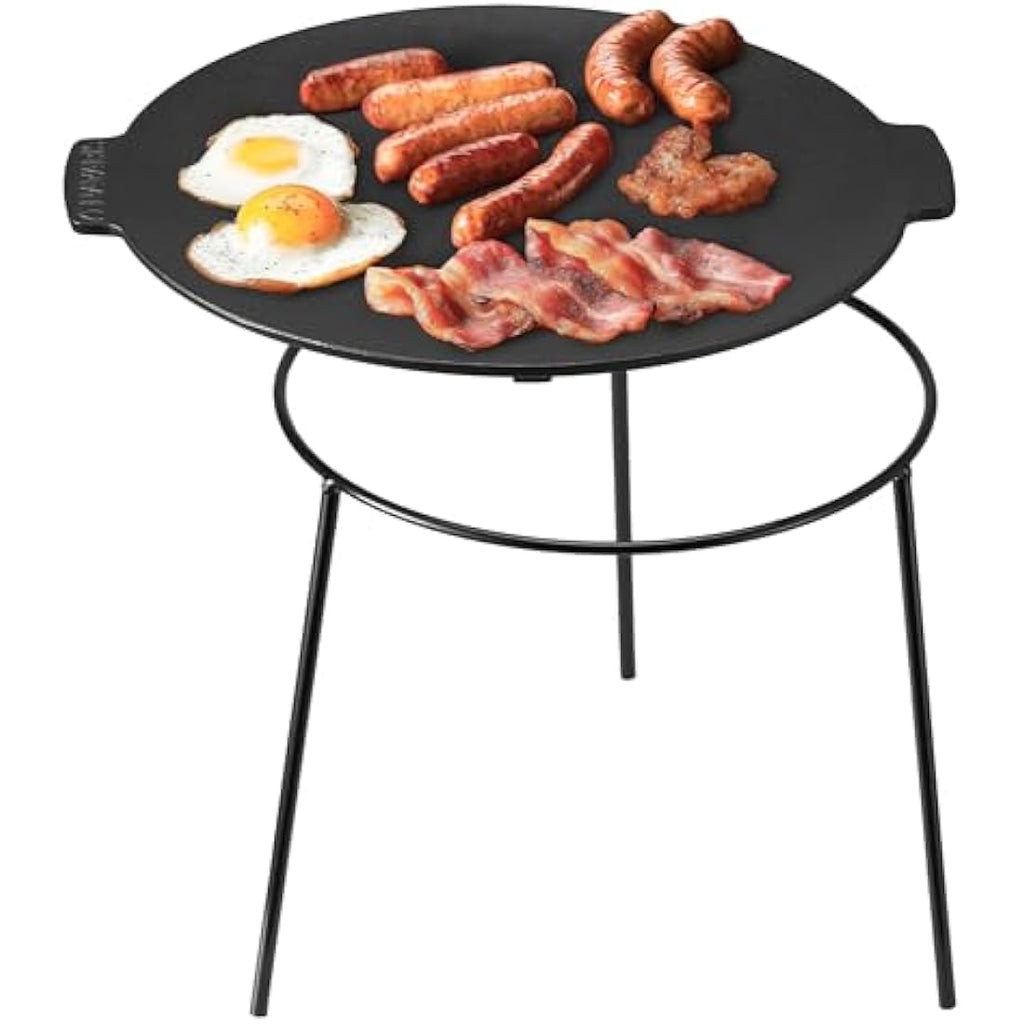 Navaris Cast Iron Griddle – 34cm Pre-Seasoned Portable Camping Grill