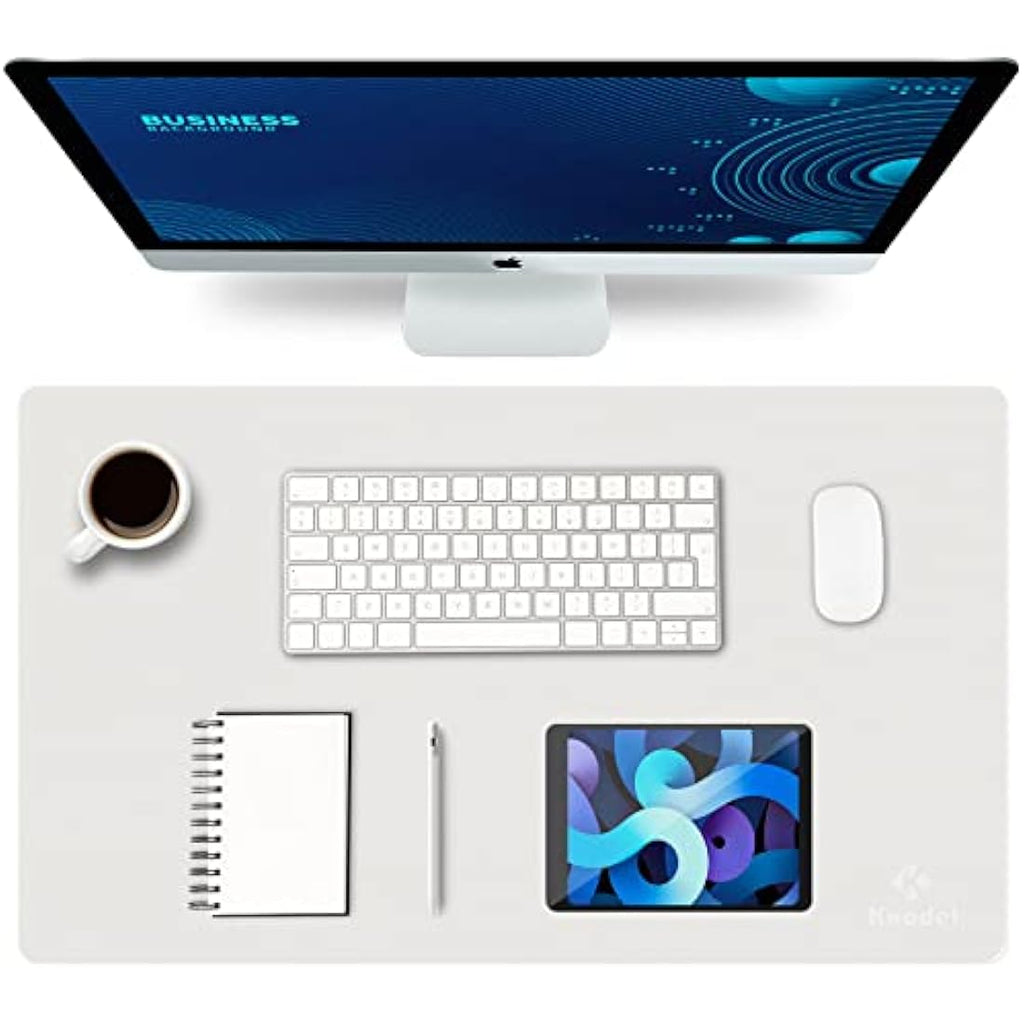 K KNODEL Leather Desk Mat – Dual-Sided Waterproof Mouse Pad, White