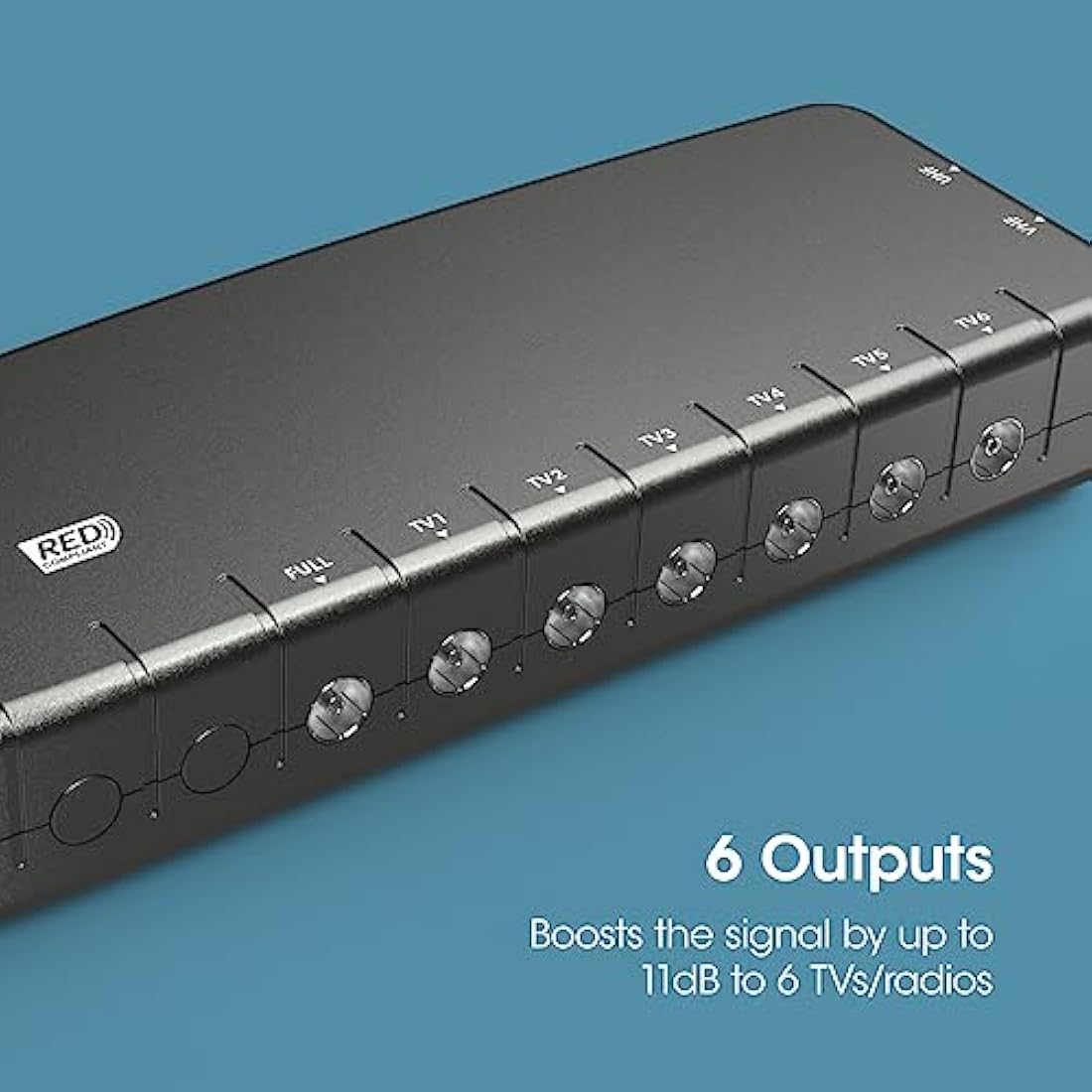 SLx 6-Way TV Signal Booster | Aerial Amplifier with 4G/5G Filter & Coax