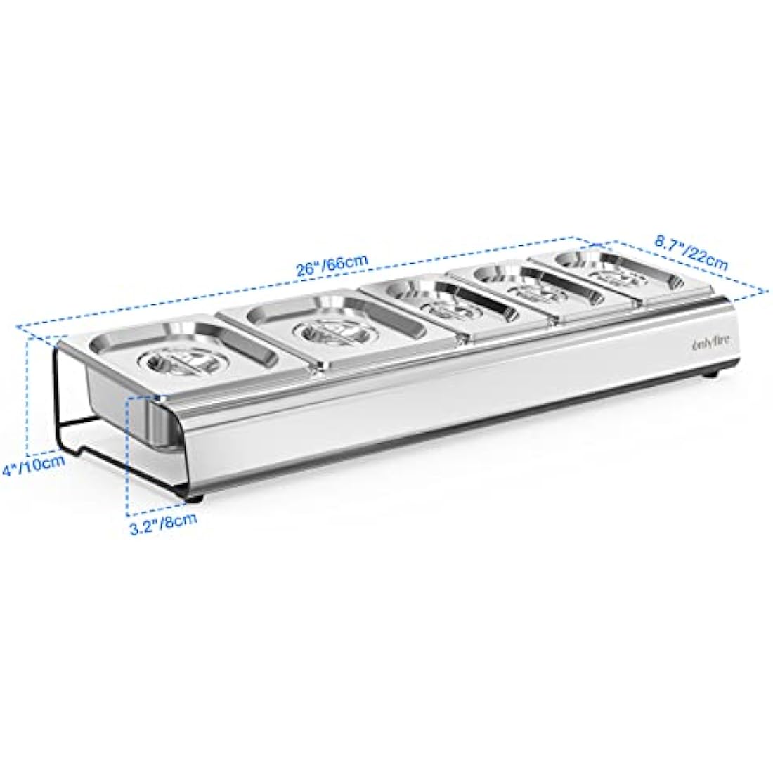 Onlyfire Pizza Topping Station – 5 Stainless Steel Prep Trays with Lid