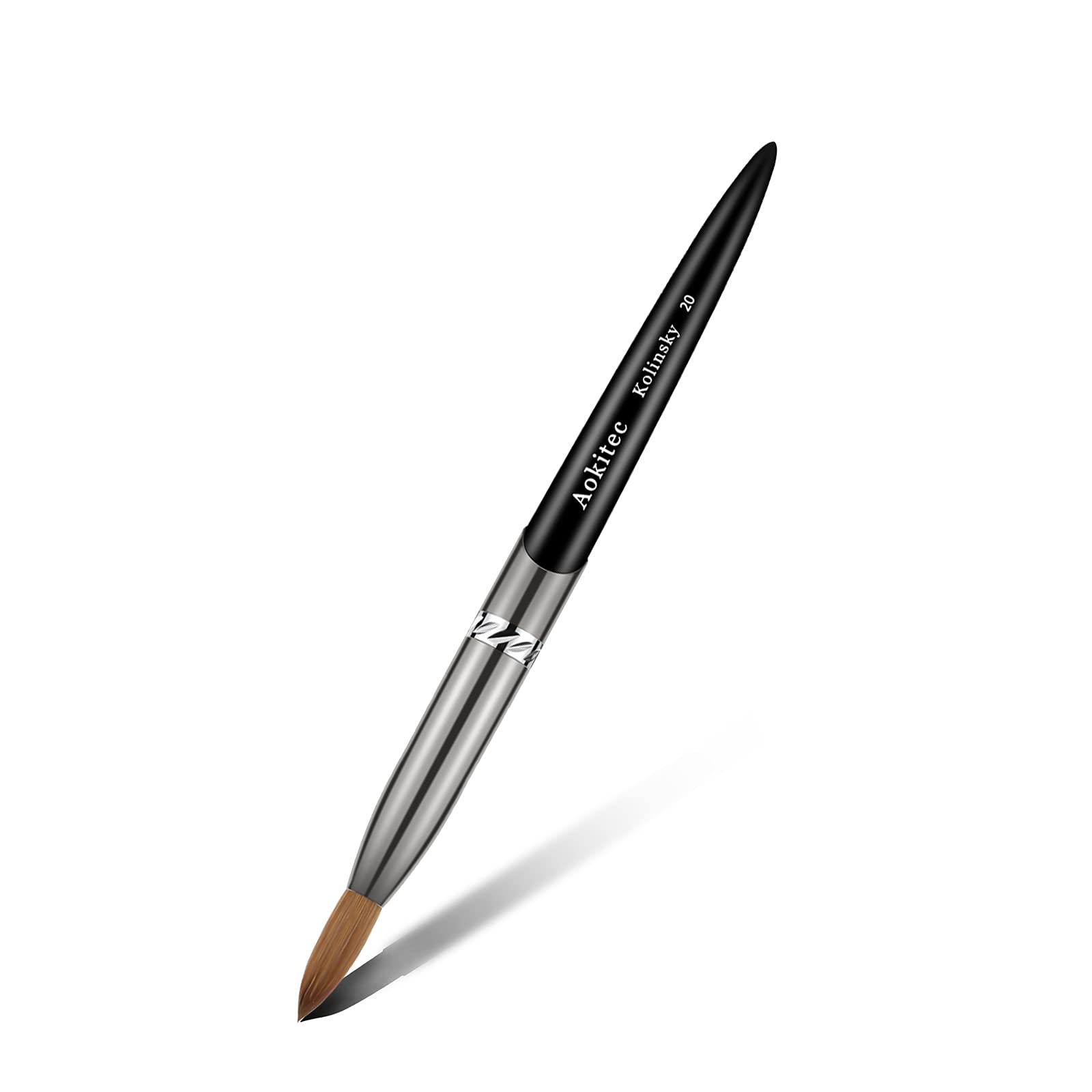 Aokitec Kolinsky Acrylic Nail Brush #20 | Oval Crimped Sable Wood Tool