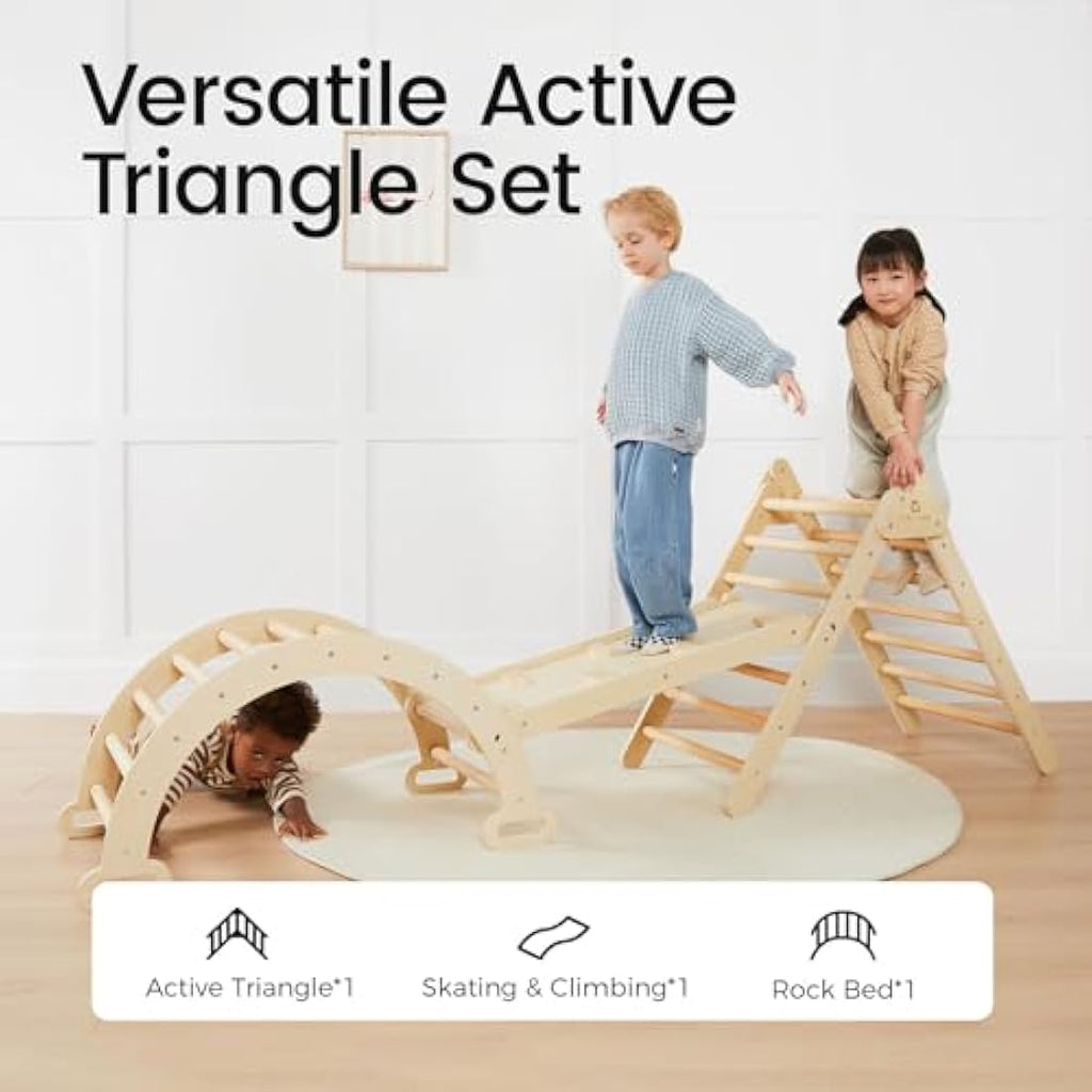 3-in-1 Foldable Wooden Montessori Climbing Triangle Set
