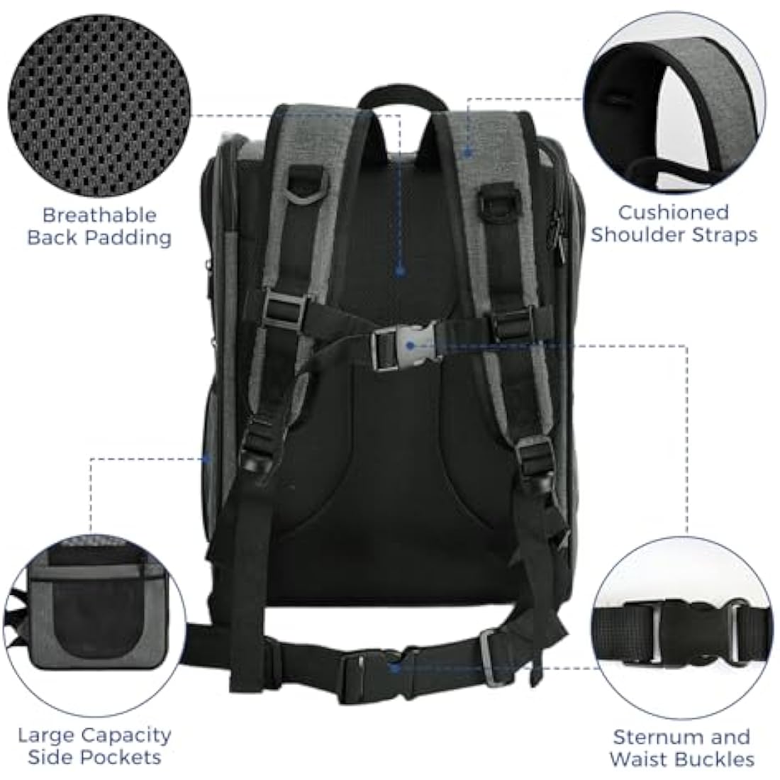 Apollo Walker Pet Carrier Backpack – Large Cat and Dog Travel Bag, Gray