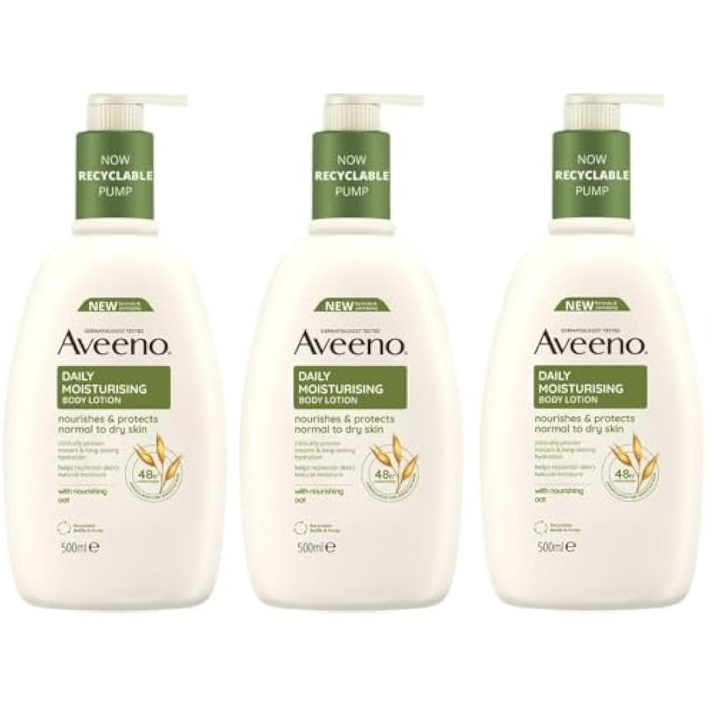Aveeno Daily Moisturising Body Lotion - 3x 500ml Bundle for Dry Skin