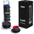 MIAMIO 75ml Espresso Cup Set of 6 | Matte Black Ceramic with Stand