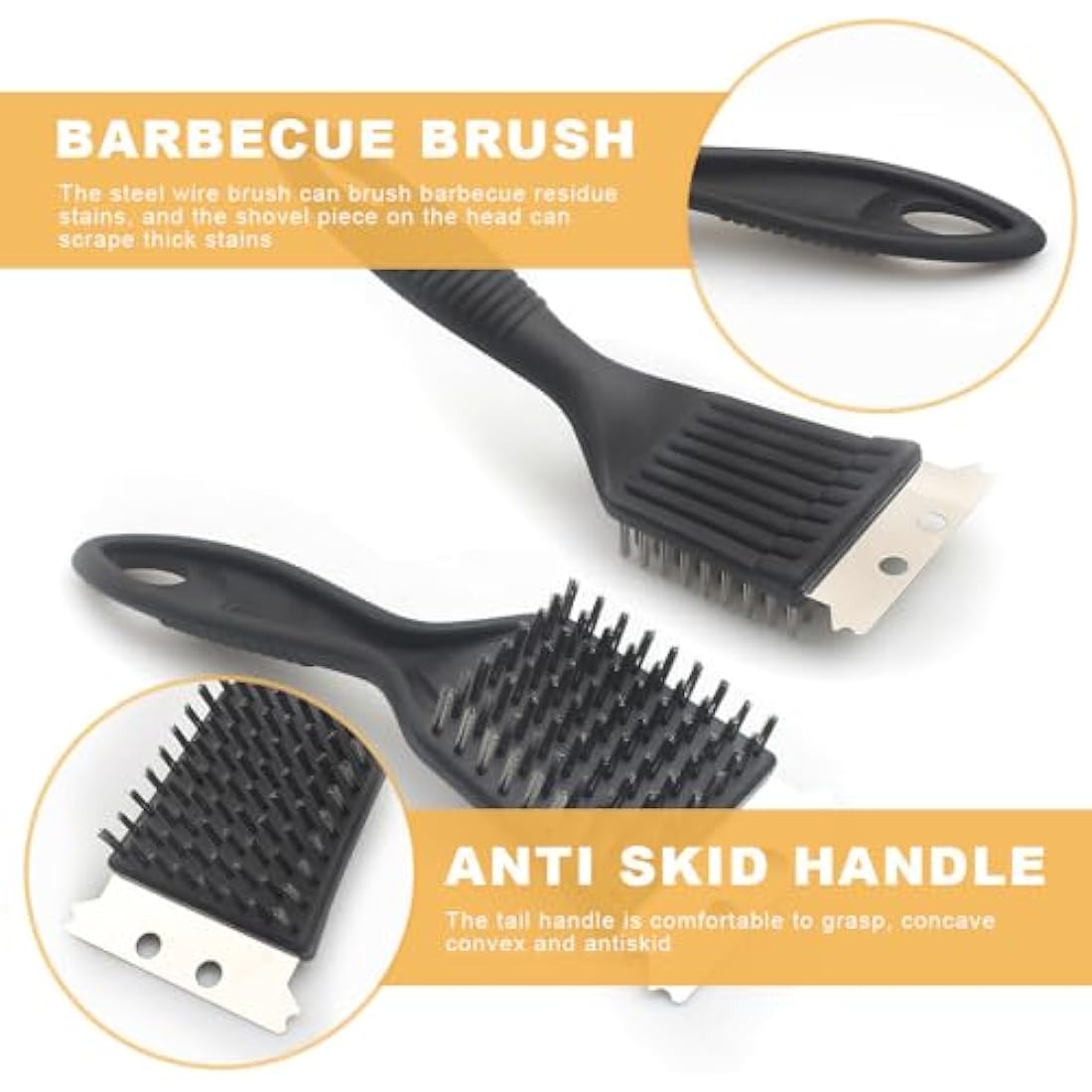 Jolof Store 2-in-1 BBQ Grill Brush and Scraper - Stainless Steel Kit