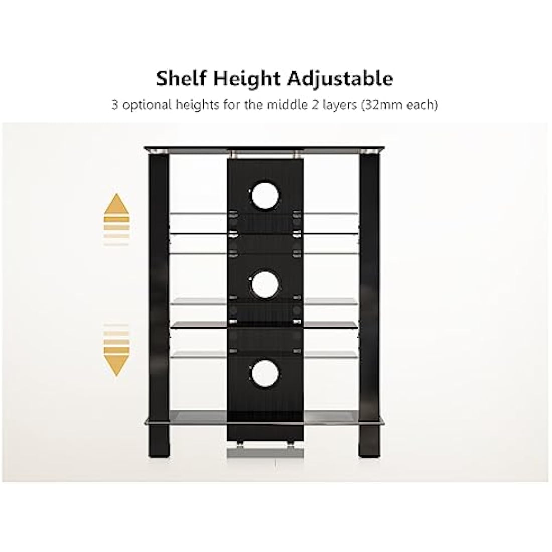 FITUEYES 4-Tier HiFi Stand | Tempered Glass Audio Video Media Rack