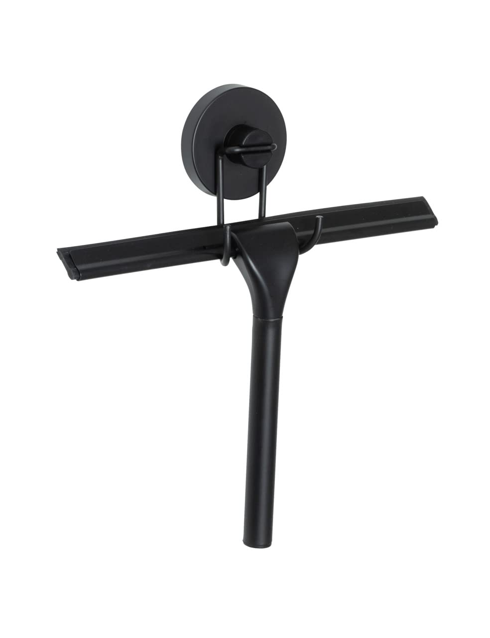Wenko Black Stainless Steel Shower Squeegee with Vacuum-Loc Wall Mount