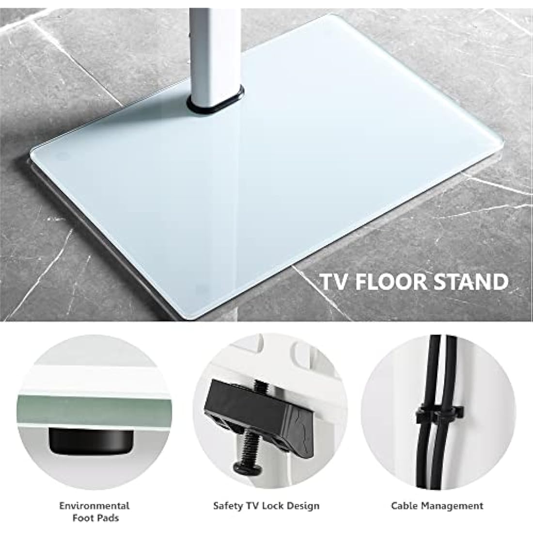 FITUEYES White TV Floor Stand | Swivel Mount for 32-60 inch TVs