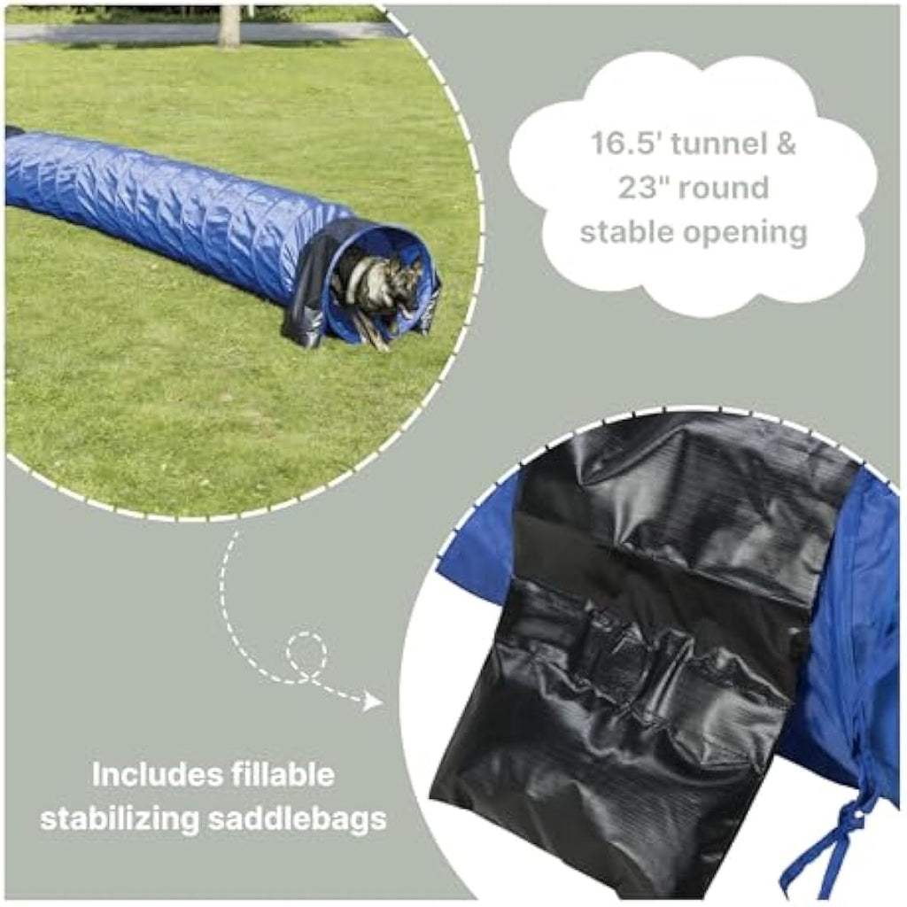 Trixie Dog Agility Training Tunnel - 5m Large Outdoor Obstacle, Blue