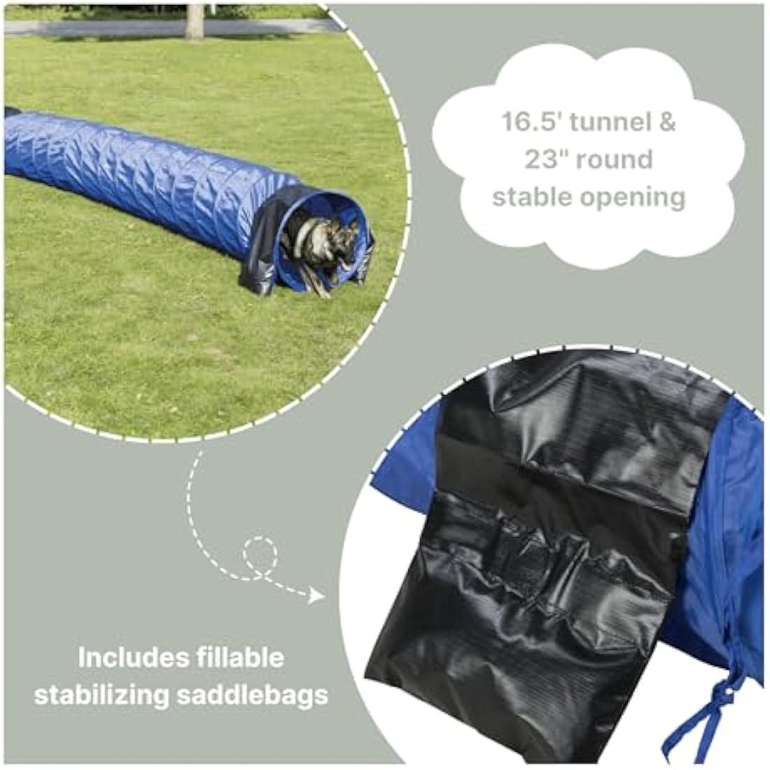 Trixie Dog Agility Training Tunnel - 5m Large Outdoor Obstacle, Blue