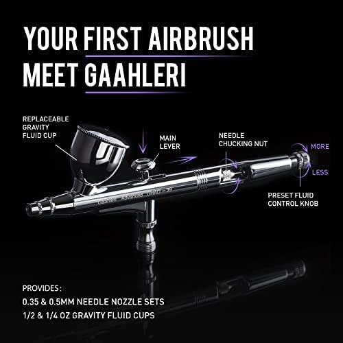 Gaahleri Dual-Action Gravity Airbrush Kit – 0.35/0.5mm Nozzle & 2 Cups