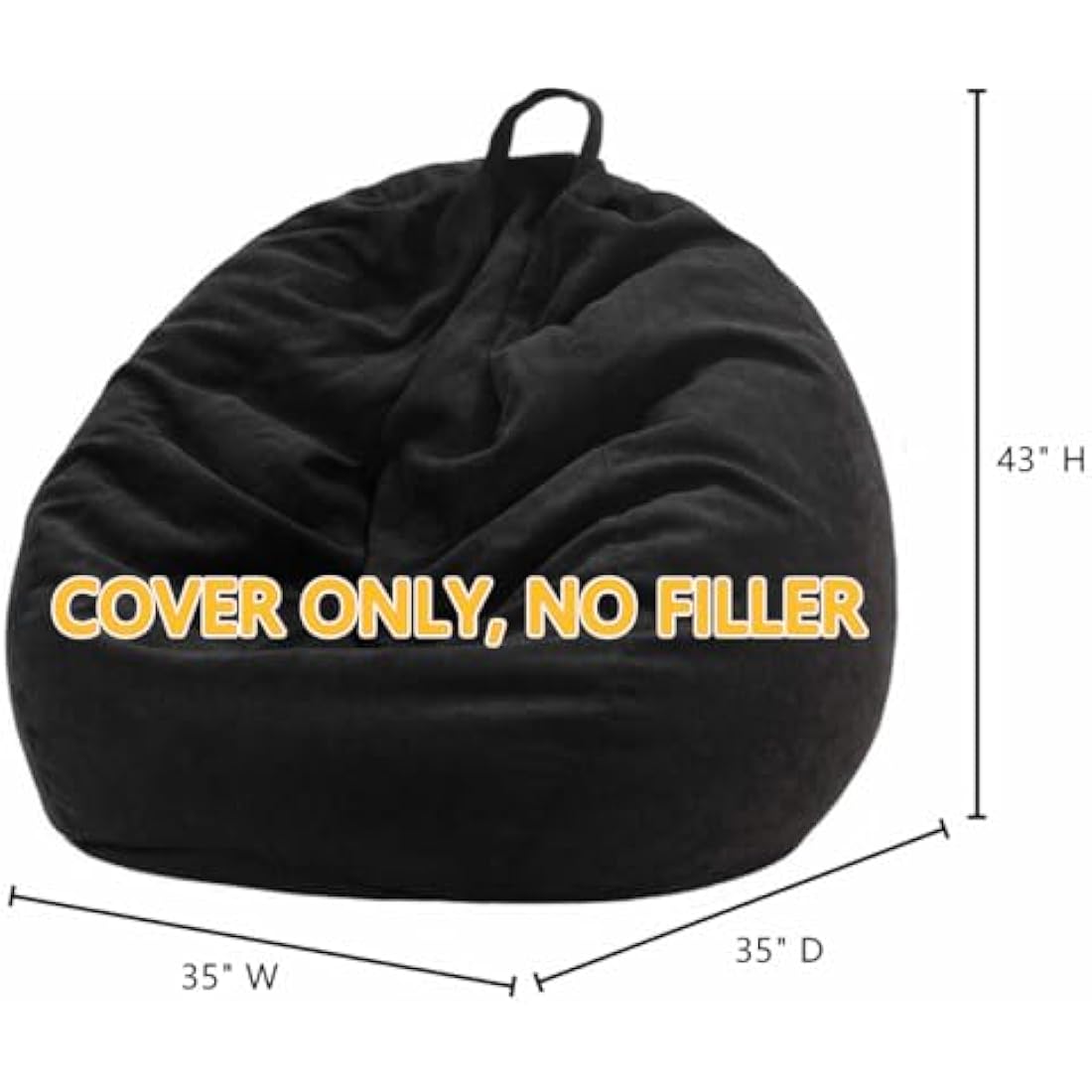 Nobildonna Corduroy Bean Bag Chair Cover | 300L Large Toy Storage - Black