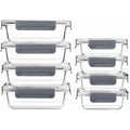 Vtopmart 8-Pack Borosilicate Glass Meal Prep Containers | Leak-Proof Lids