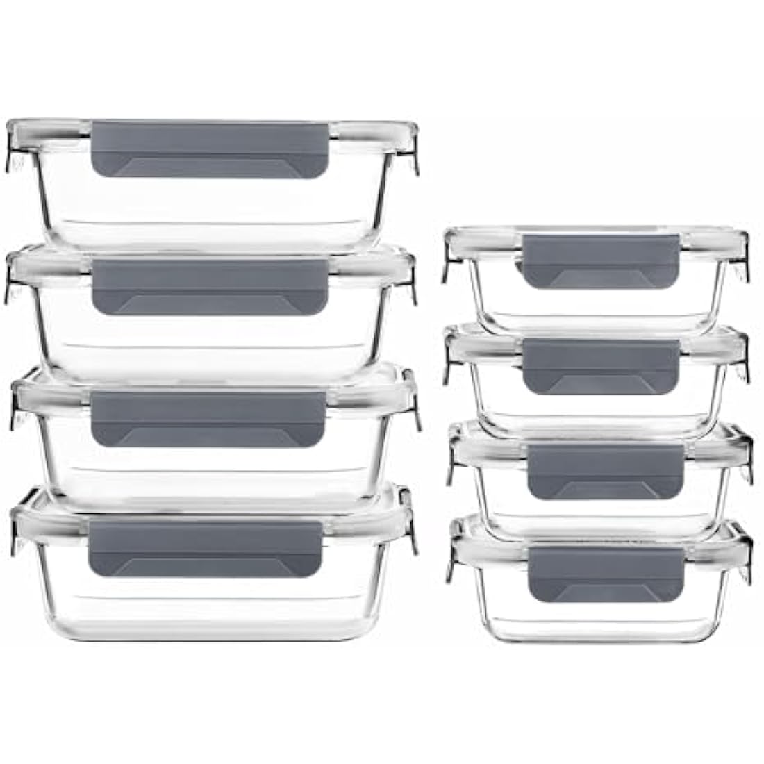 Vtopmart 8-Pack Borosilicate Glass Meal Prep Containers | Leak-Proof Lids