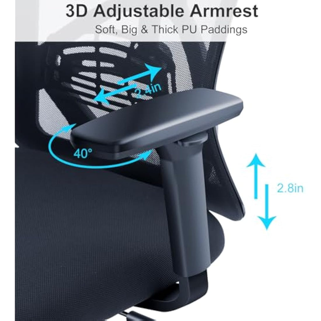 Ticova Ergonomic Office Chair – High Back Mesh Desk Chair with 3D Armrests
