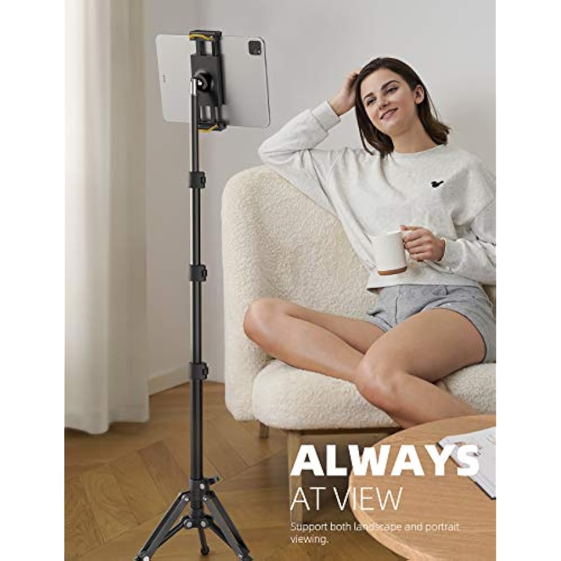 Lamicall 65" iPad Tripod Stand | Adjustable Aluminum Tablet Floor Mount