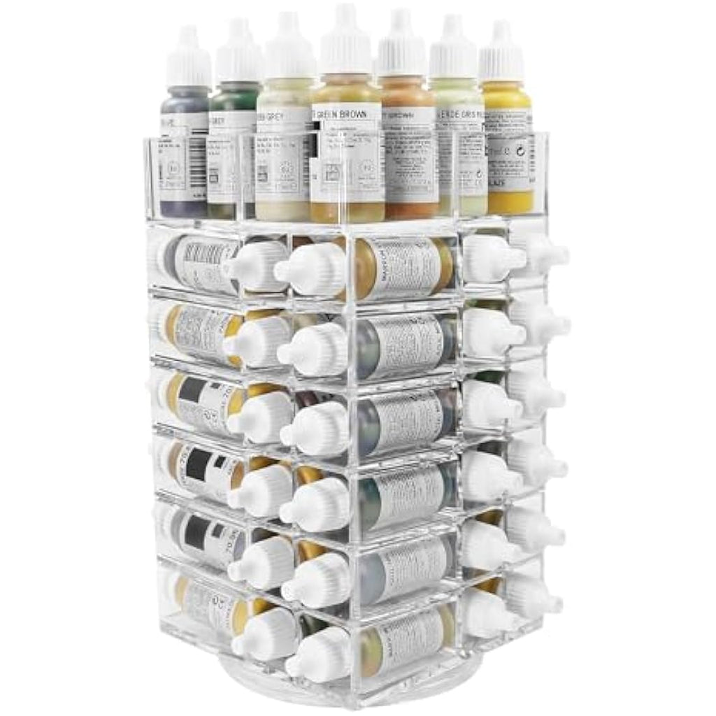 Evemodel 6-Tier Acrylic Spinning Paint Rack Organizer - 84 Bottle Holder